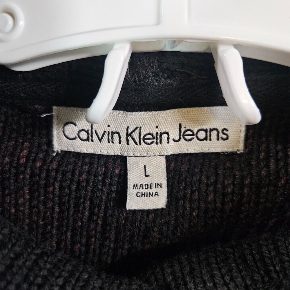 Calvin Klein Jeans Sweater Hoodie Women Large Knit Black Maroon - L - Picture 4 of 10